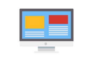 dibujo de un monitor con contenido de una página web. Diseño de Landing Pages para tu negocio.
